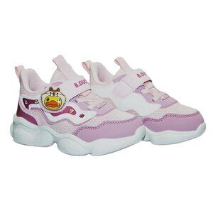 B.Duck Toddler Sneakers Girl 3D Cartoon Pink White Hook & Loop Size 9